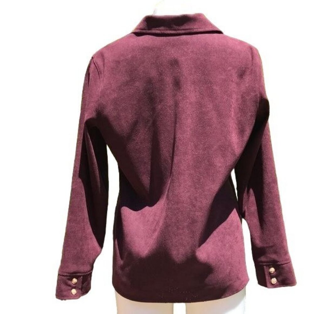 Vintage Classic Elements Maroon Button Down Blous… - image 6